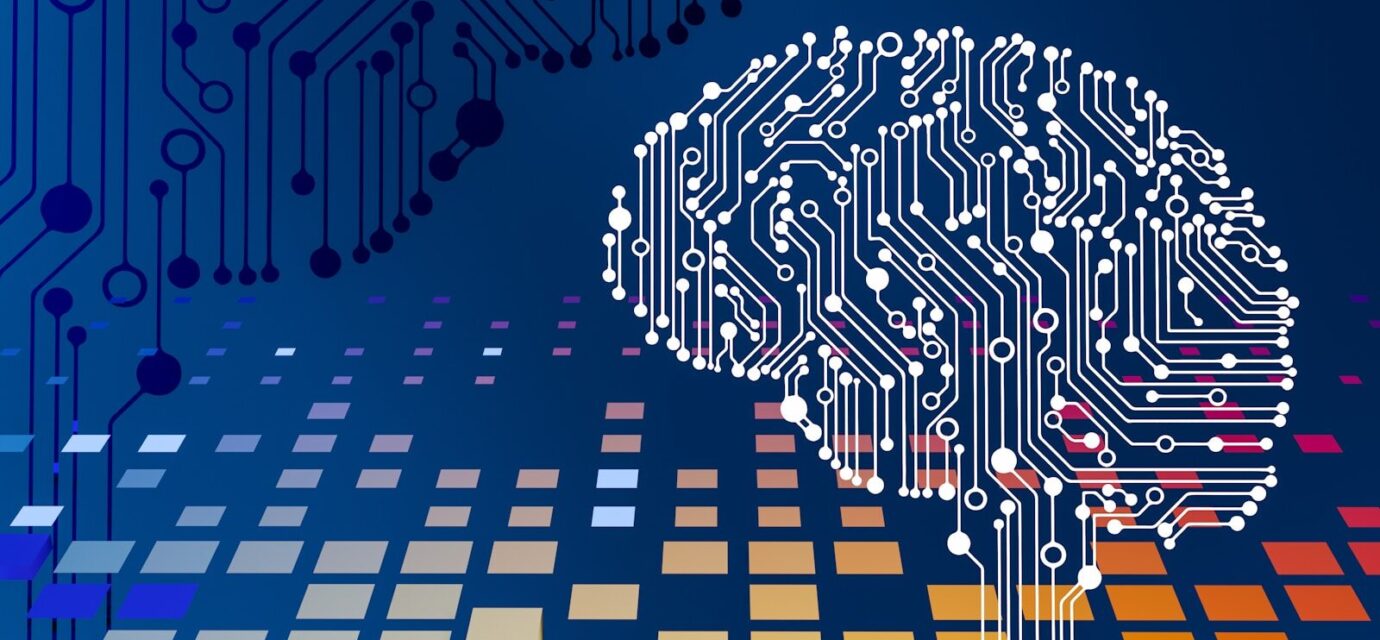 a computer circuit board with a brain on it